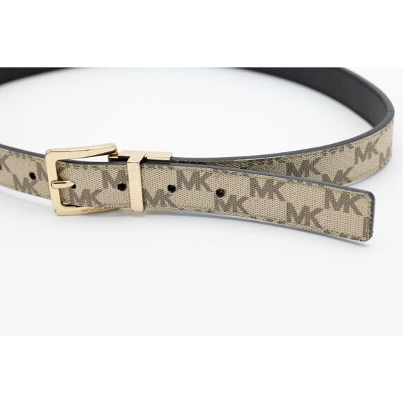 Michael Kors Reversible Logo Belt Black Tan Gold‎ Buckle Women’s Designer main image 5